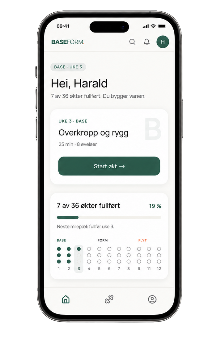 Baseform 12 treningsapp for styrketrening hjemme